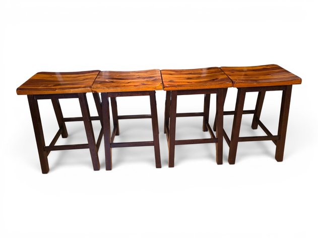 Wooden Scooped Seat Bar Stools