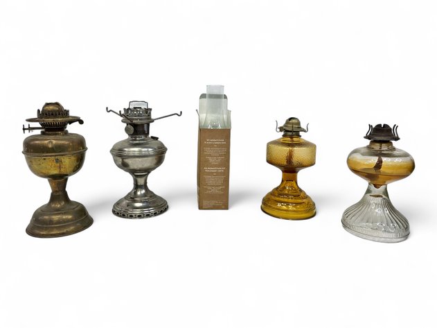 Aladdin & Duplex Brass Oil Lamp Bases, Glass Bases & Glass Chimney