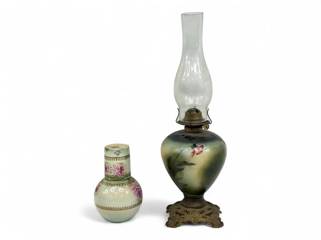 Eagle Kerosene Lamp & Lefton Bedside Carafe Set