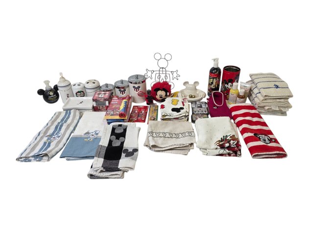 Mickey Mouse Ceramic Canisters & Soap Dispenser, Towels, Toothbrush & More