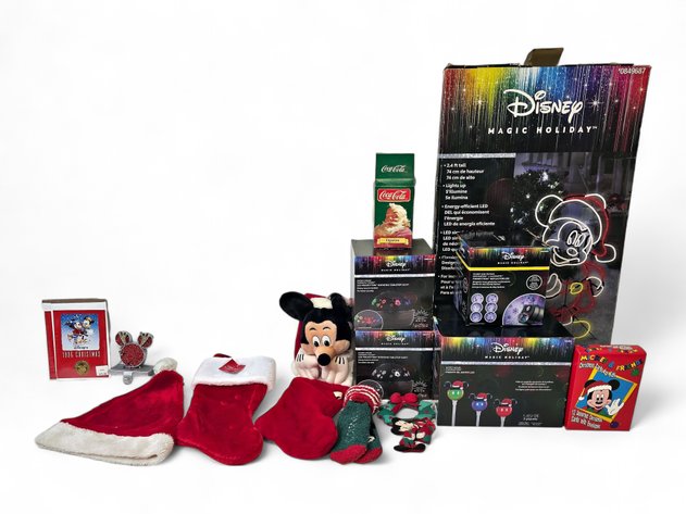 Mickey Mouse Magic Holiday LED Sign & Projectors, Coca-Cola Santa Figurine & More