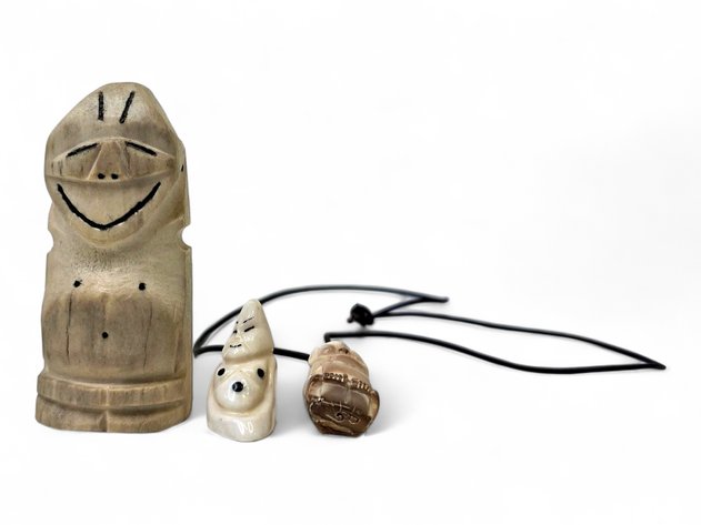 Whale Bone, Fossilized Walrus Ivory & More Billiken Figurines & Necklace
