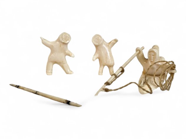 Walrus Ivory Alaska Native Dancers & Seal Hunter Figurines