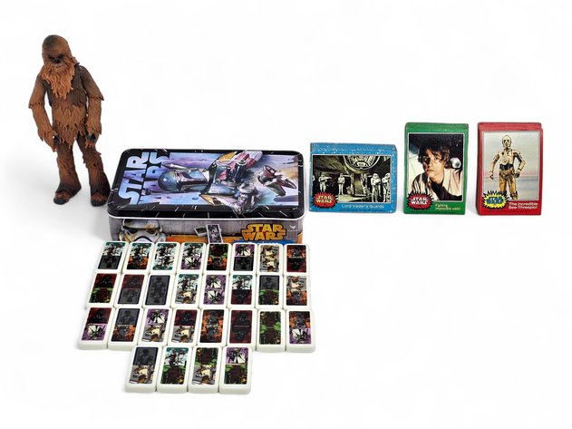 Star Wars Action Figure, Domino Set & Topps Trading Cards