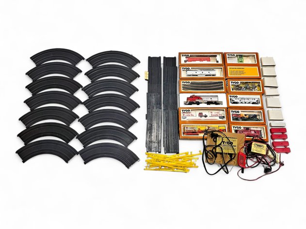 Tyco HO Scale Electric Train Set w/ Locomotives, Tracks, Transformer & More