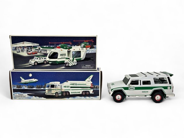 Hess Helicopter w/ Motorcycle & Cruiser, Space Shuttle & SUV