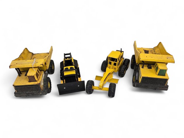 Tonka Construction Toys - Trax Bulldozer, Road Grader & Dump Trucks