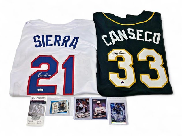 Signed José Canseco & Ruben Sierra MLB Jerseys & Trading Cards - Size XL
