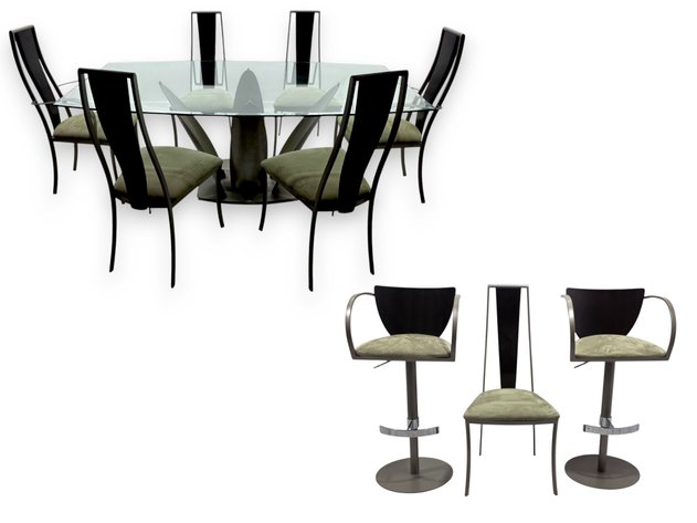 Sculptural Petal Dining Table w/ 6x Dining Chairs