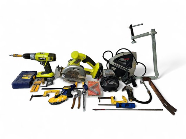 Ryobi Drill, Irwin Bits, Stanley C-Clamps, DeWalt Battery & More Tools