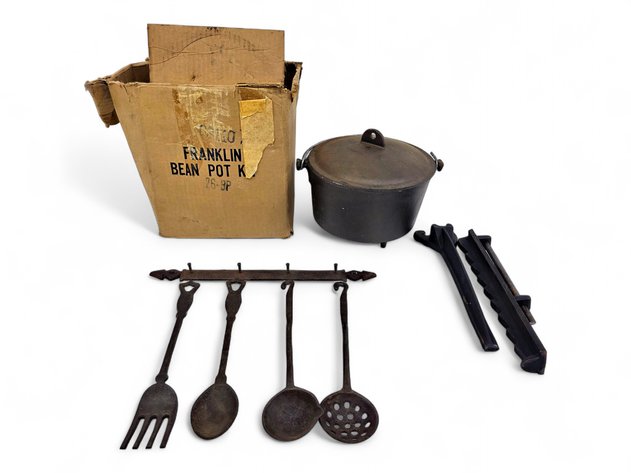 Franklin Bean Pot Kit - Kettle, Hanging Utensil Set & Bracket Arms