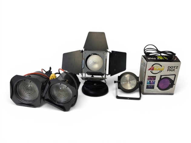Fresnel Lights, Spotlight w/ Barndoors & ADJ Dotz LED Light