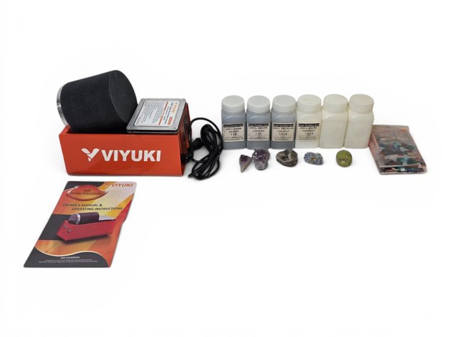 Viyuki 3-lb Single Drum Rock Tumbler Kit w/ Grit & Stones