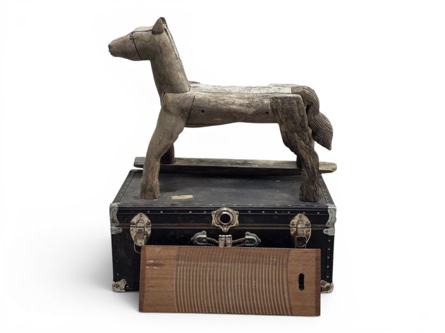 Steamer Trunk, Rocking Horse & Washboard