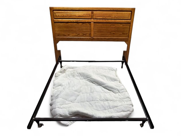 Queen-Size Headboard & Metal Bed Frame