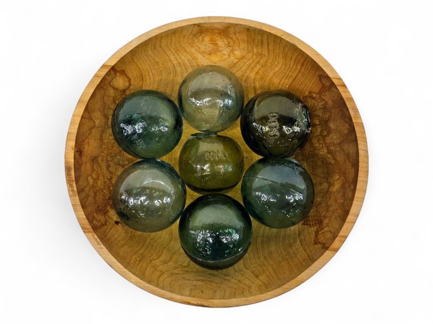 Japanese Glass Fishing Floats & The Great Alaskan Bowl Co. Wood Bowl