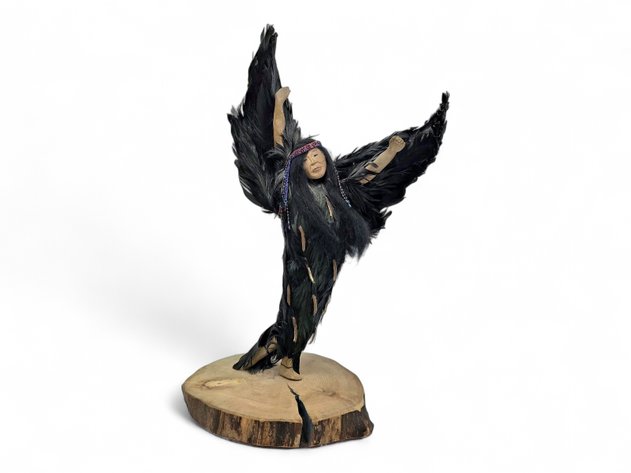 Handcrafted Aleut Feather Dancer, Linda Duran Attributed