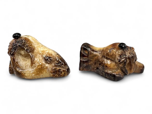 Fossilized Walrus Ivory Happy Walrus Figurines - G.D.
