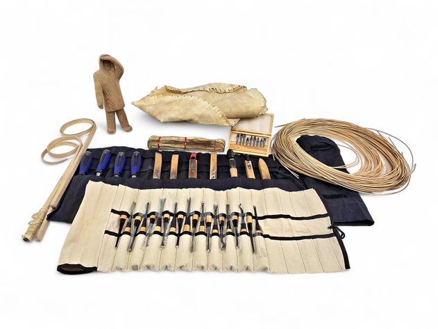 Wood & Rawhide Pieces, Wood Carving Tools & Instruments