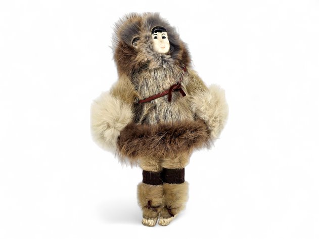Seal Fur & Walrus Ivory Alaska Native Mother & Child Doll
