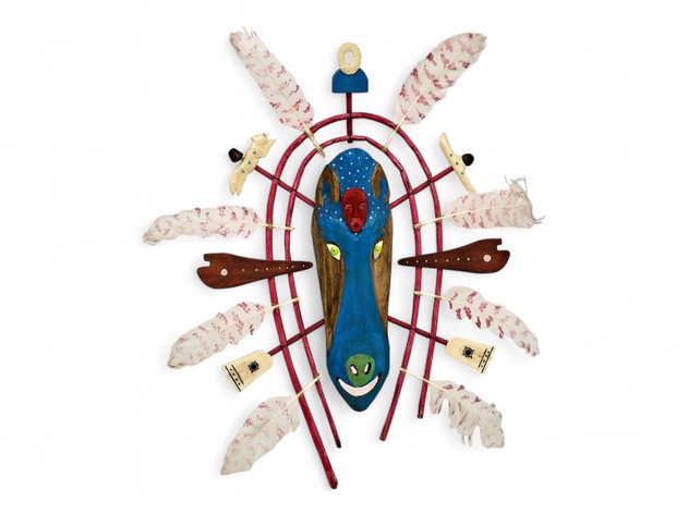 Bone, Walrus Ivory & Wood Wolf Spirit Mask - Aassanaaq Kairaiuak