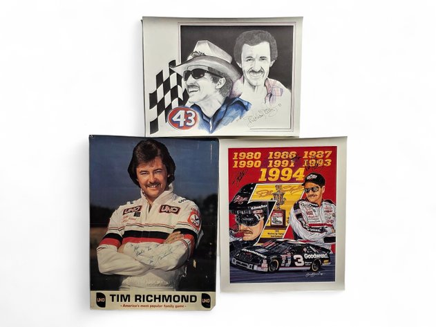 **Dale Earnhardt Sr., Richard Petty & Tim Richmond NASCAR Prints & Lithographs