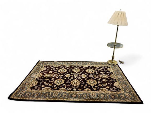 Brass & Glass Lamp & 100% Wool Area Rug