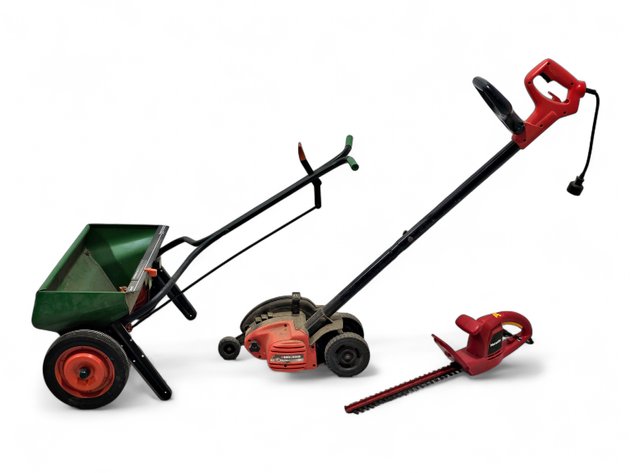 Scotts Spreader, Black & Decker Edger & Homelite Hedge Trimmer