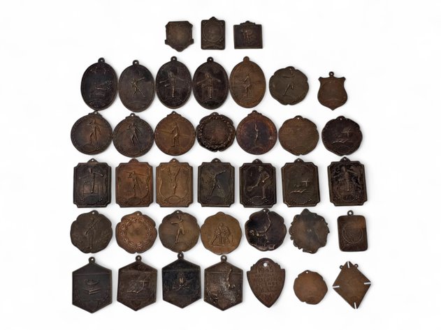 38x Antique Awards Medals & Charms