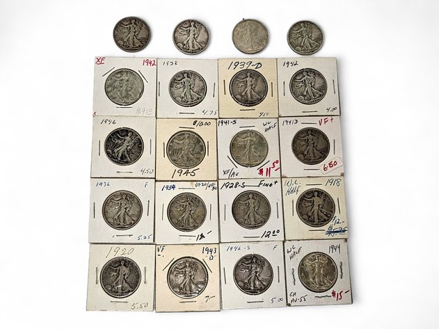 20x 1918-1946 Walking Liberty Silver Half Dollars