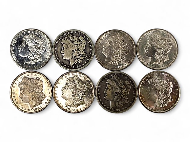 8x 1878-1897 Morgan Silver Dollars