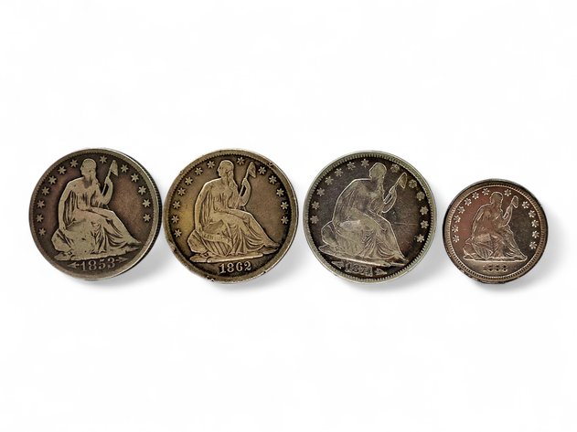 4x Seated Liberty Half-Dollars & Quarter