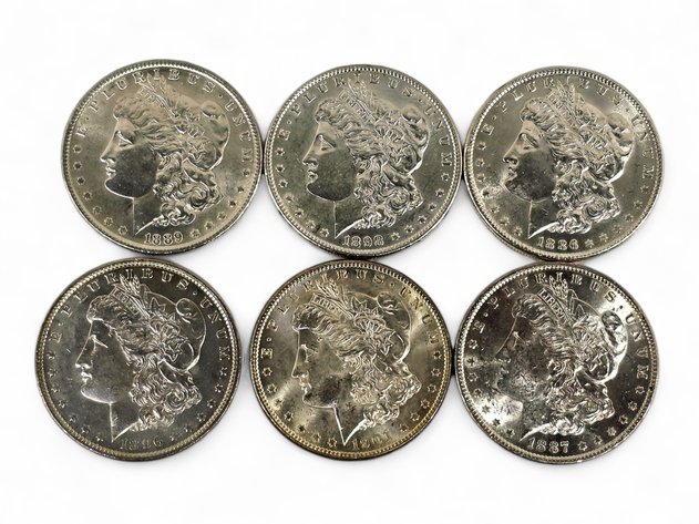 6x 1886-1901 Morgan Silver Dollars