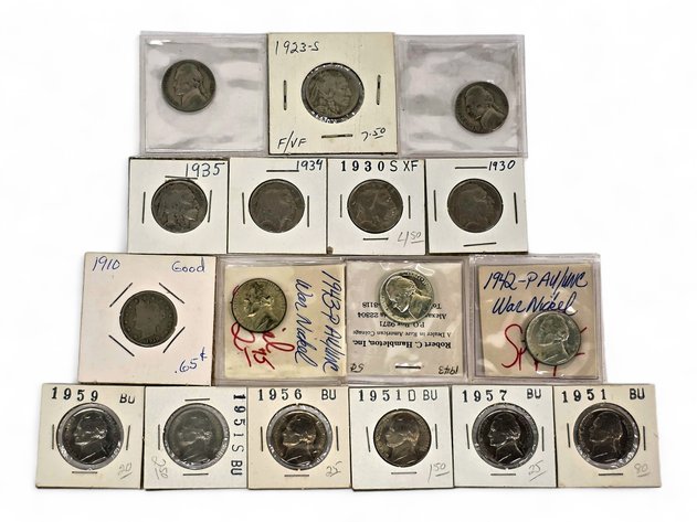 17x Jefferson Nickels, Buffalo Nickels & Liberty Head Nickel
