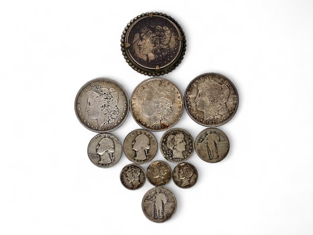 Group of Silver - Morgan Dollars, Washington Silver Quarters, Winged Liberty Head Dimes & More
