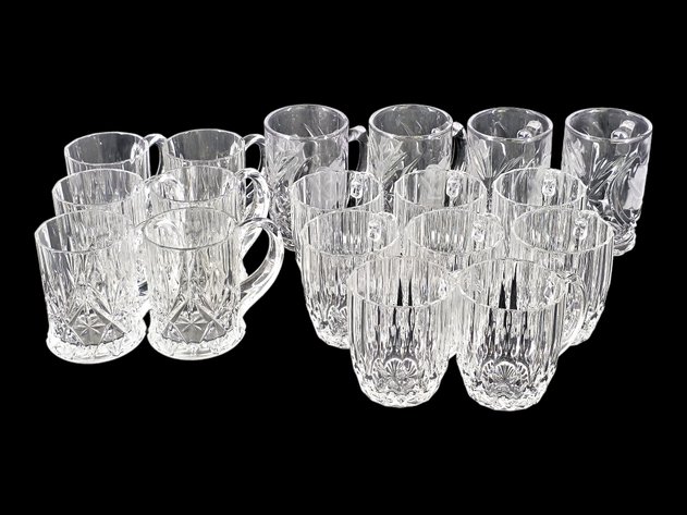 18x Cristal D'Arques Durand, Mikasa Glass & Crystal Mugs
