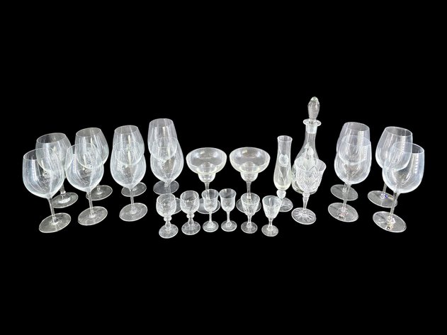 Crystal & Glass Barware - Liqueur, Wine & Margarita Glasses & Decanter