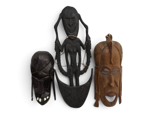 Wooden Tribal Crocodile Suspension Hook, Thielsen Tribal Mask & More