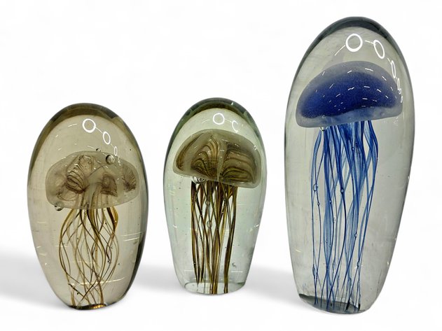 Art Glass Jellyfish Paperweights