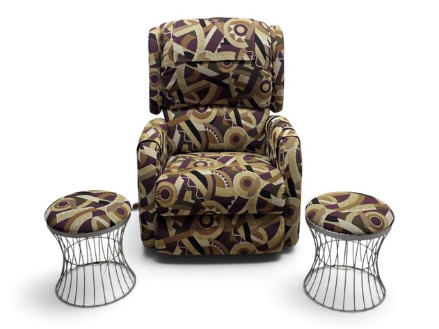 Recliner & Footstool Set w/ Abstract Geometric Pattern