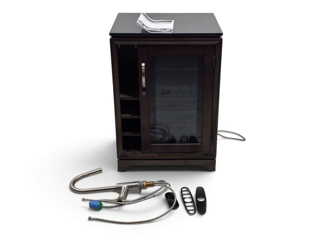 Thermoelectric Wine Cooler w/ Wooden Cabinet & Hansgrohe Kitchen Faucet