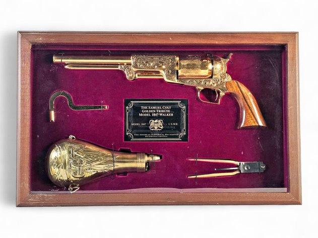 Samuel Colt Golden Tribute Model 1847 Walker Uberti .44-Caliber Percussion Revolver Limited Edition Cased Collector Set