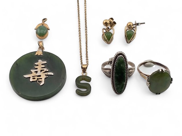 Sterling Silver & Jade Pendants, Earrings & Sterling Silver Rings
