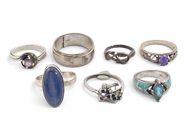Sterling Silver Rings w/ Amethyst, Marcasite, Kyanite, Sapphire & Topaz - Sizes 5 to 12