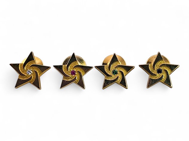 10k Gold, Diamond & Gemstone Star-Shaped Lapel Pins