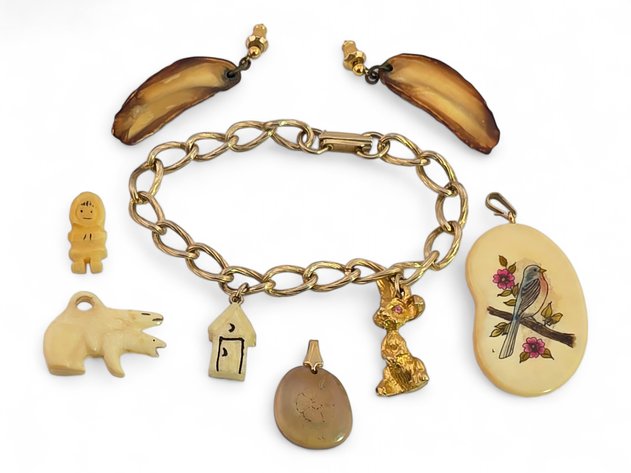 Walrus Ivory Jewelry - Dangle Earrings, Happy Bears Pendant, Charm Bracelet & More
