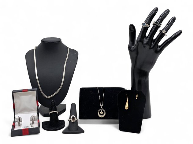 Sterling Silver & 14K Yellow Gold Jewelry w/ Gemstones - White Sapphire, London Blue Topaz & Others