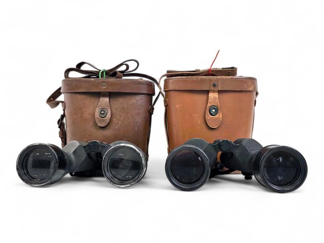 SARD WWII-Era U.S. Navy Binoculars w/ Leather Cases
