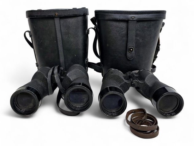 Bausch & Lomb WWII-Era U.S. Navy Binoculars w/ SARD & Rubber Cases