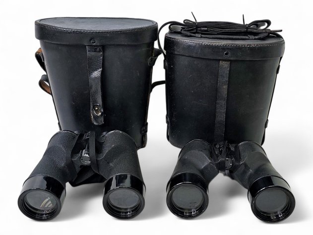 Bausch & Lomb 1942 Military Binoculars w/ Leather Cases